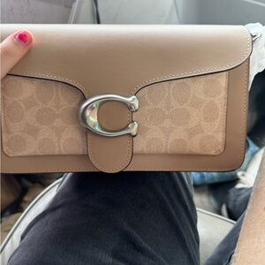 Coach Tan and Cream Clutch with Silver Accent